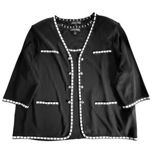 Marie St. Monet Nautical Top & Cardigan Plus 3X Slinky Knit Boxy Old Money Artsy